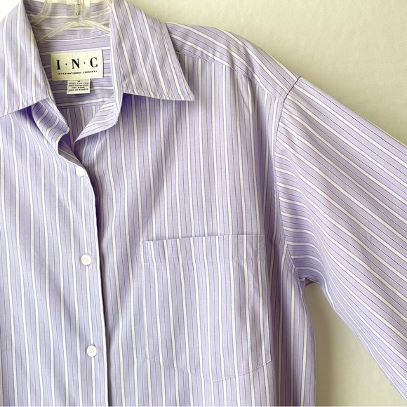 I.N.C. International Concepts Button Up Dress Shirt Lavender Purple Stripes Sz S - Picture 5 of 11